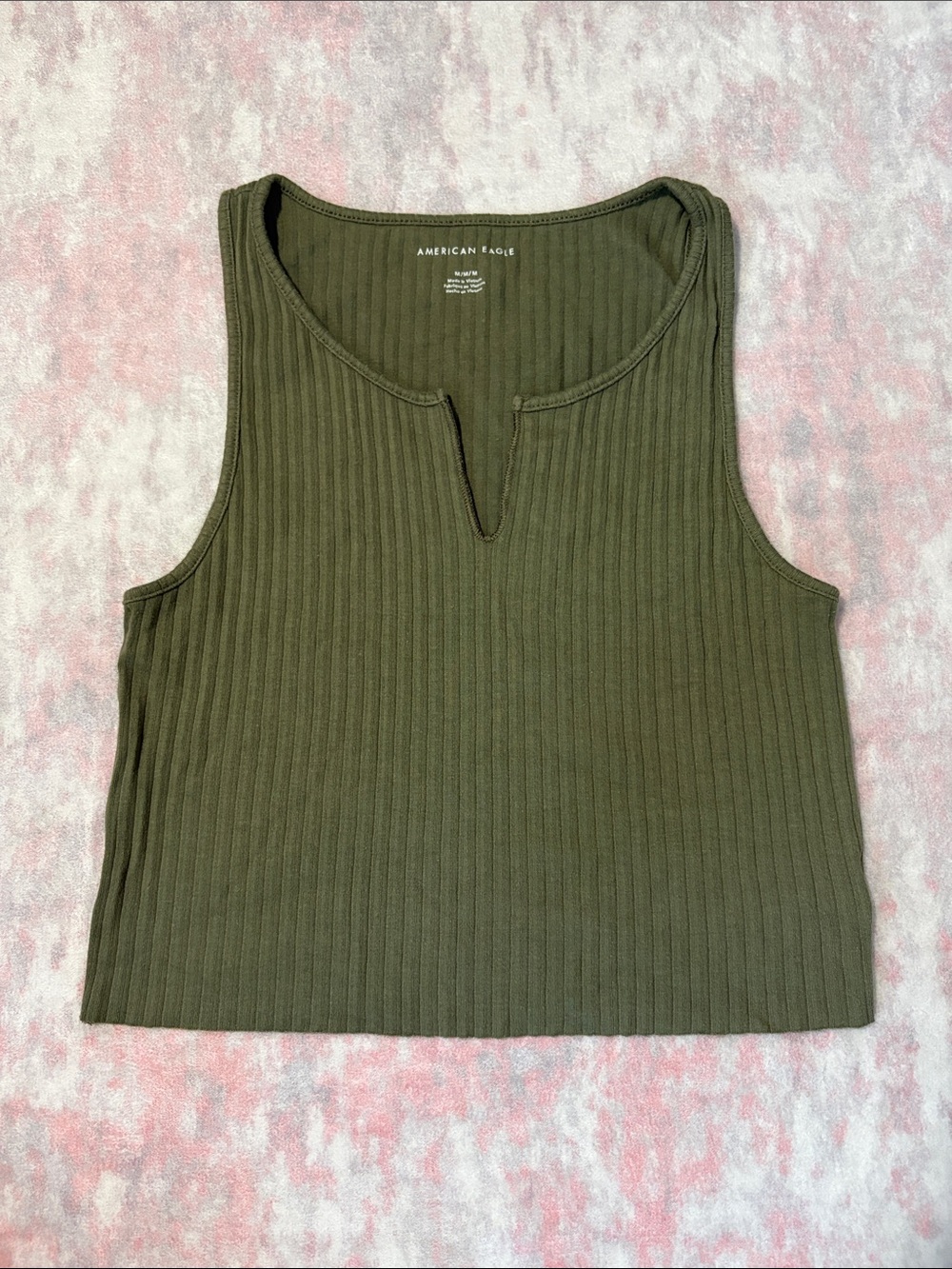 American Eagle Outfitters Olive Ribbed V-Neck Tank